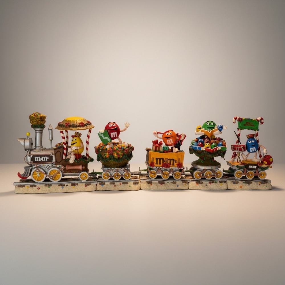 Danbury Mint M&M's Merry Metro Christmas Train 5 Piece Set Holiday Collectible - Picture 1 of 16